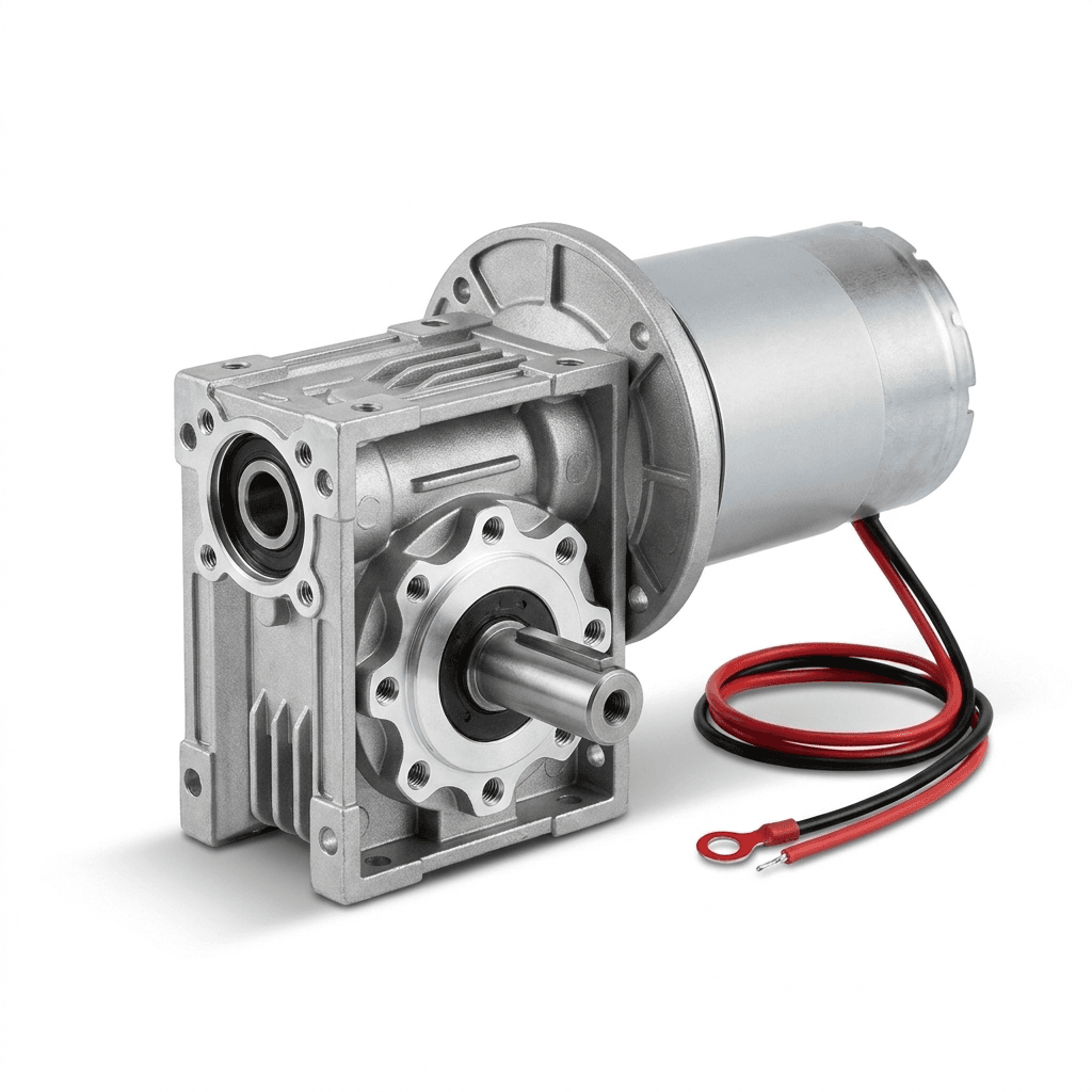24V DC right-angle worm gearhead motor with self-locking gearbox