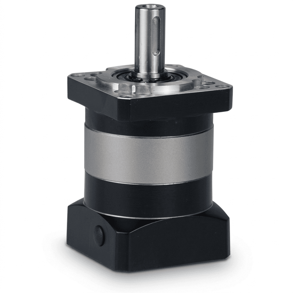 Low-backlash CNC axis planetary gearhead with dual angular contact bearings